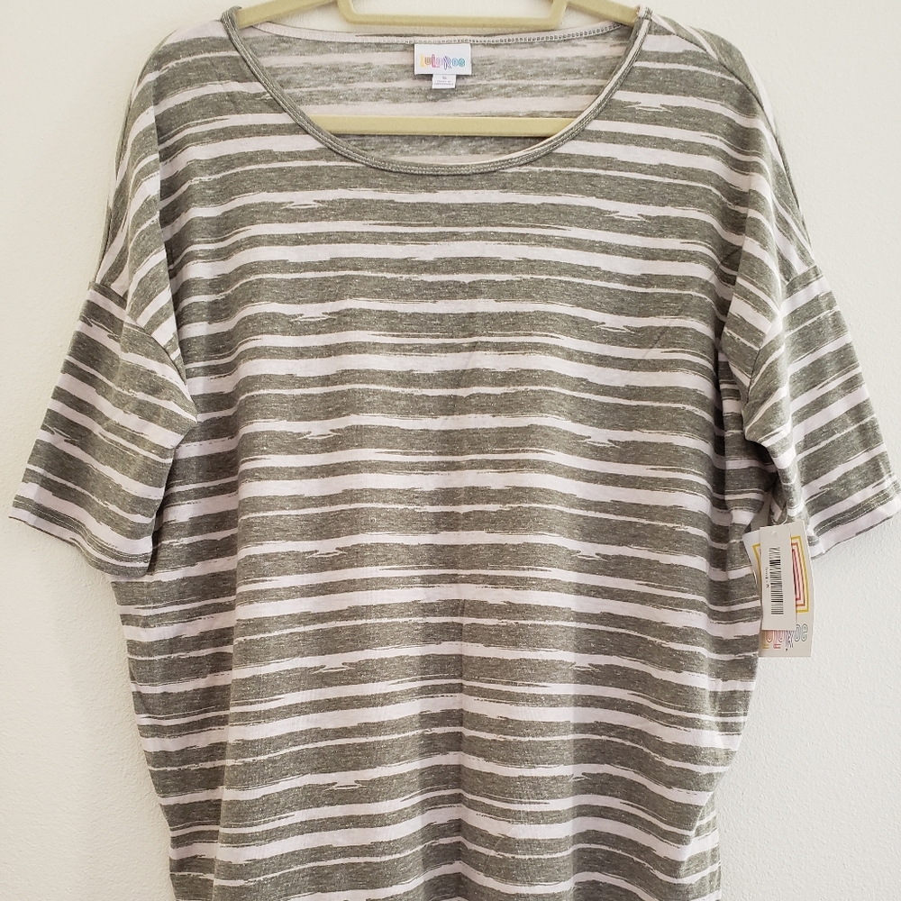 Lularoe SM Grey Stripe Irma Tunic Top